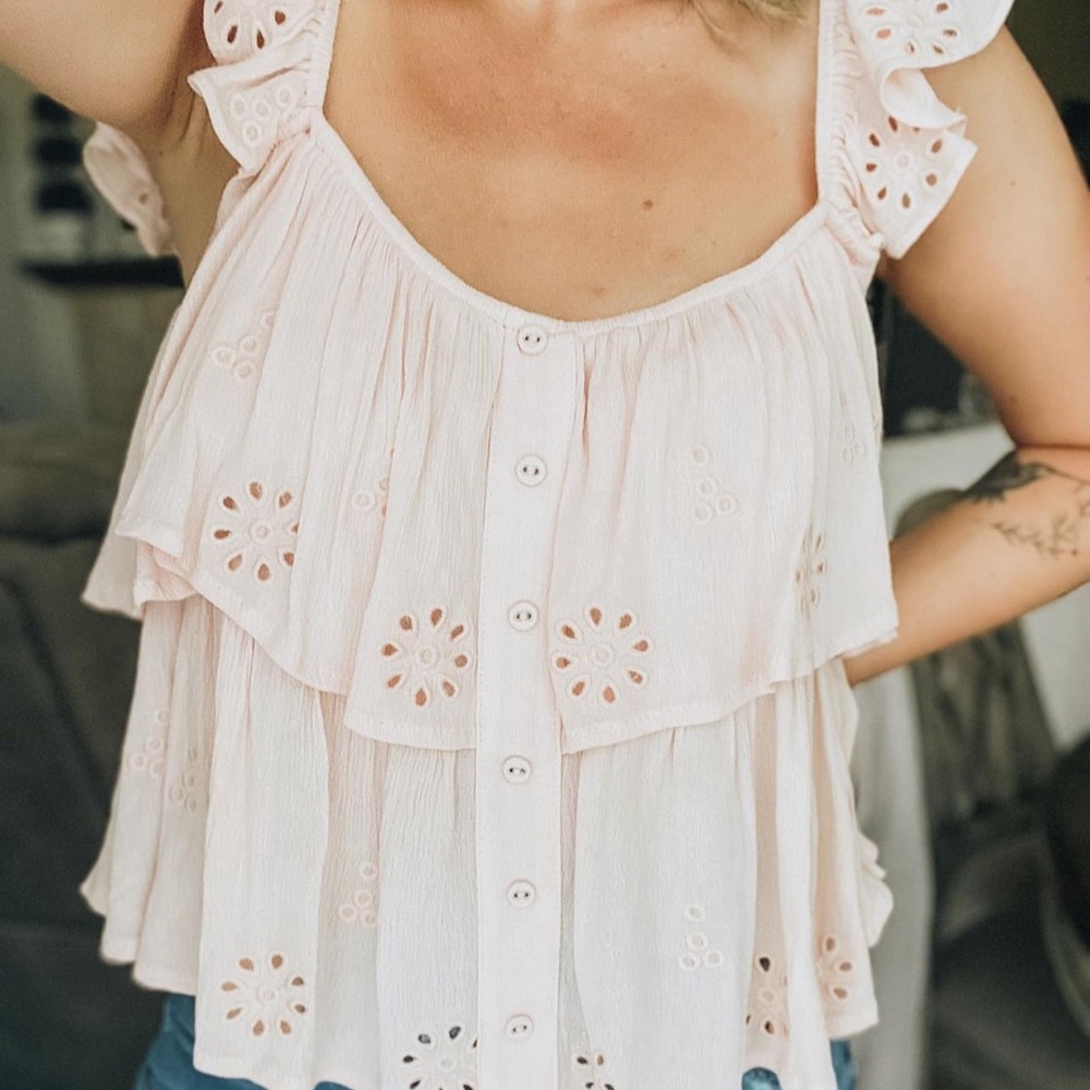 Pink Eyelet Blouse